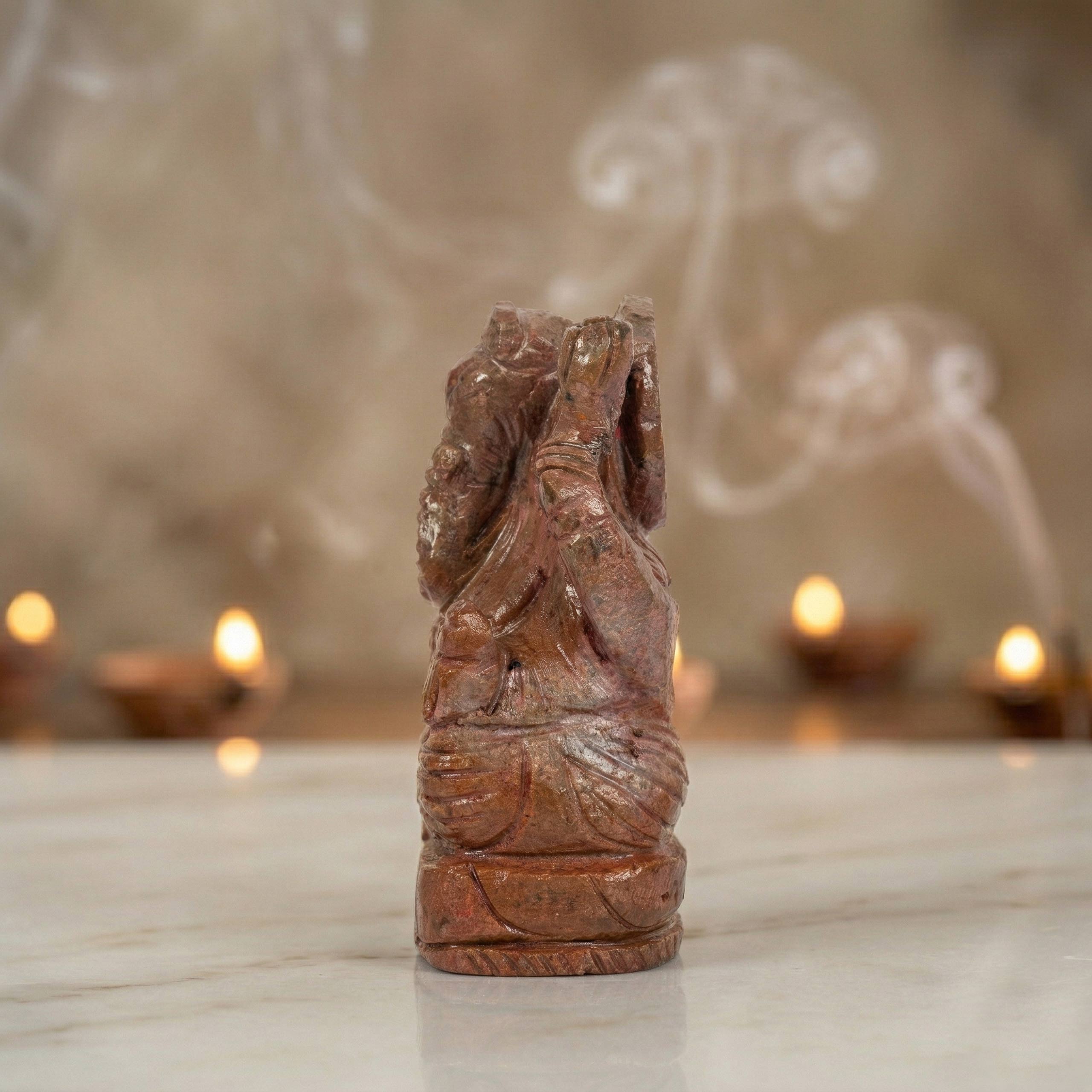 Natural Ruby Ganesh Idol – Hand Carved Crystal Ganpati Idol for Home Temple & Desk Decor - Image 2