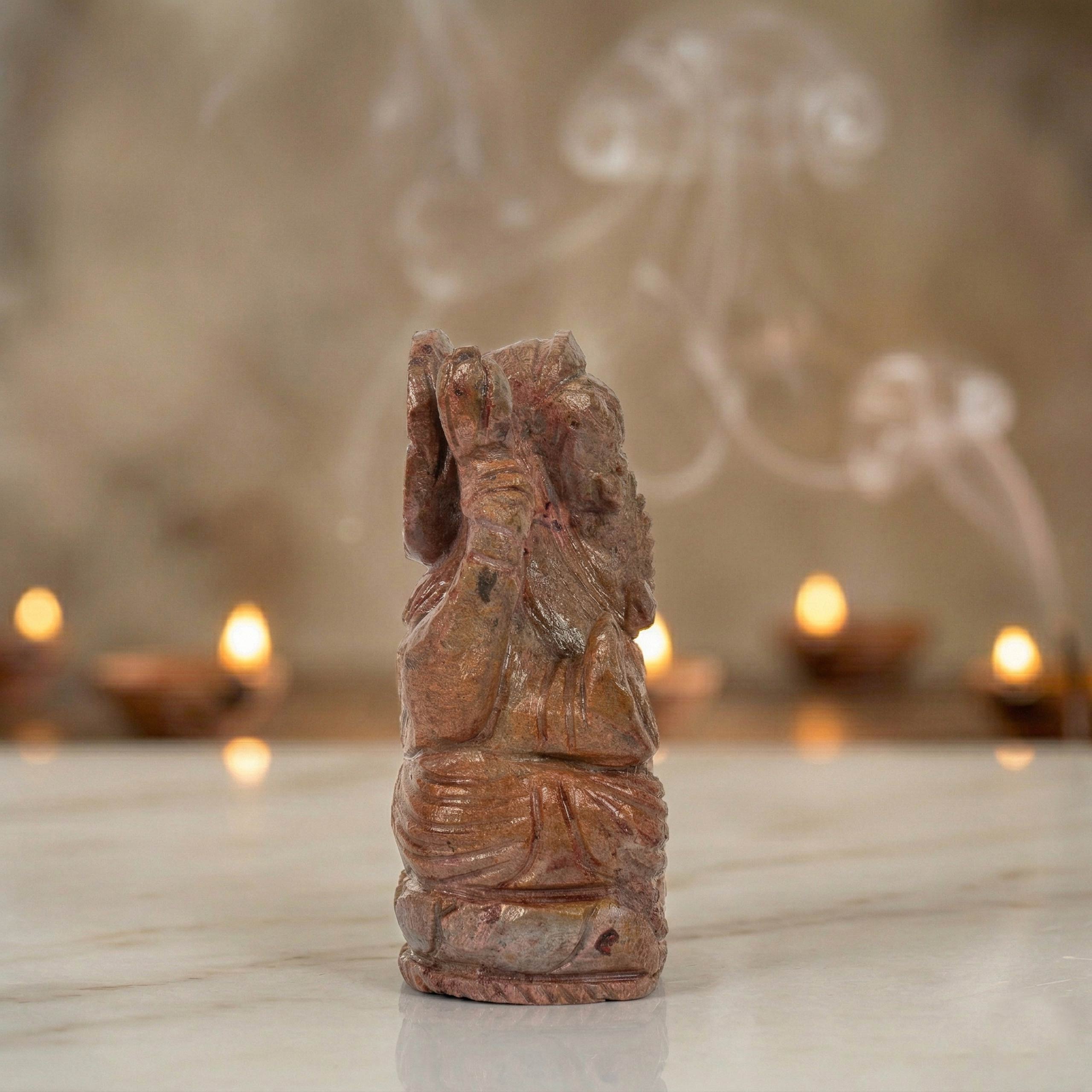 Natural Ruby Ganesh Idol – Hand Carved Crystal Ganpati Idol for Home Temple & Desk Decor - Image 3