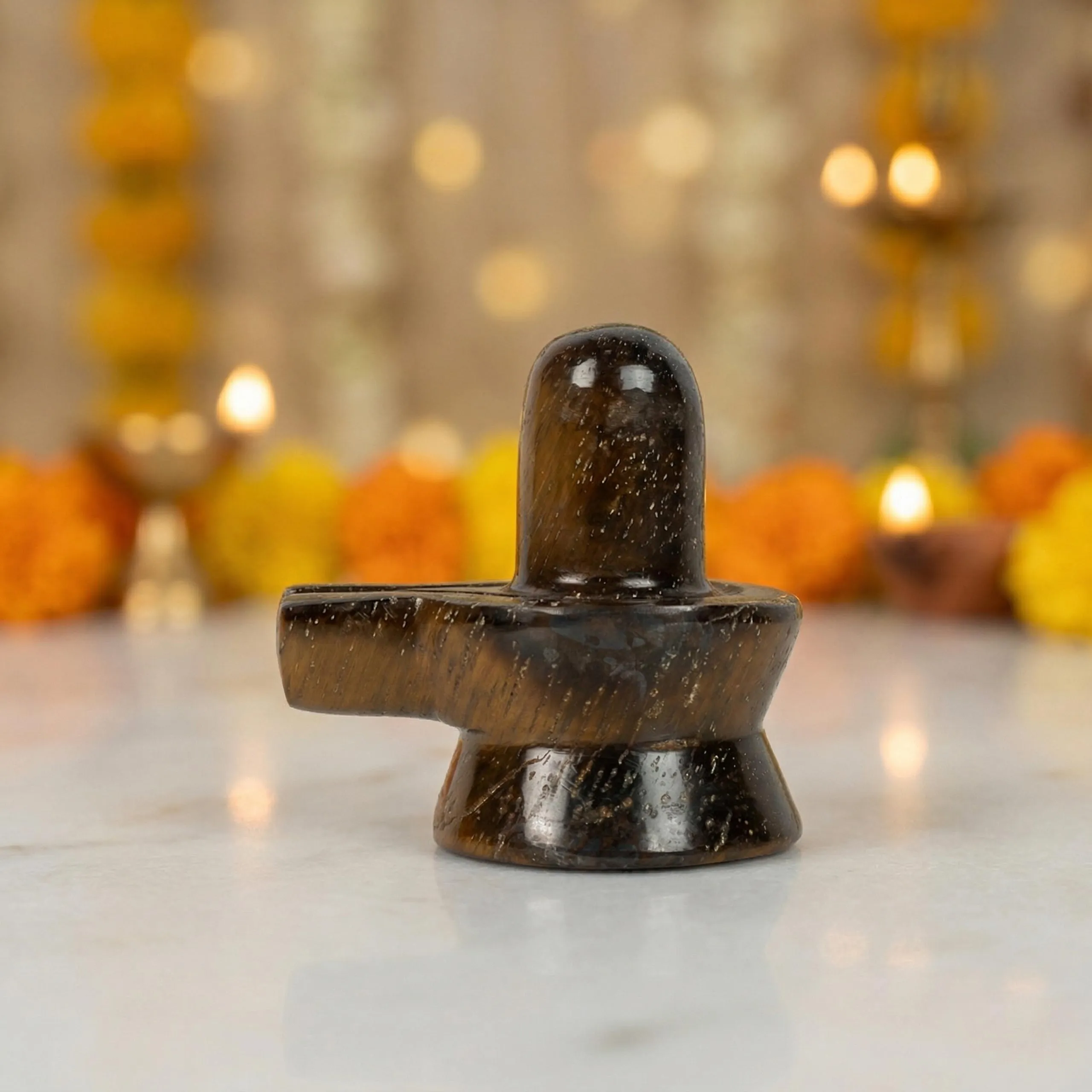 Natural Tiger Eye Shiva Lingam – Polished Crystal Shivalinga for Home Temple Decor - Image 2