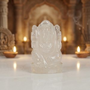 Natural Clear Quartz Ganesh Idol – Crystal Ganpati Statue for Home Temple Decor