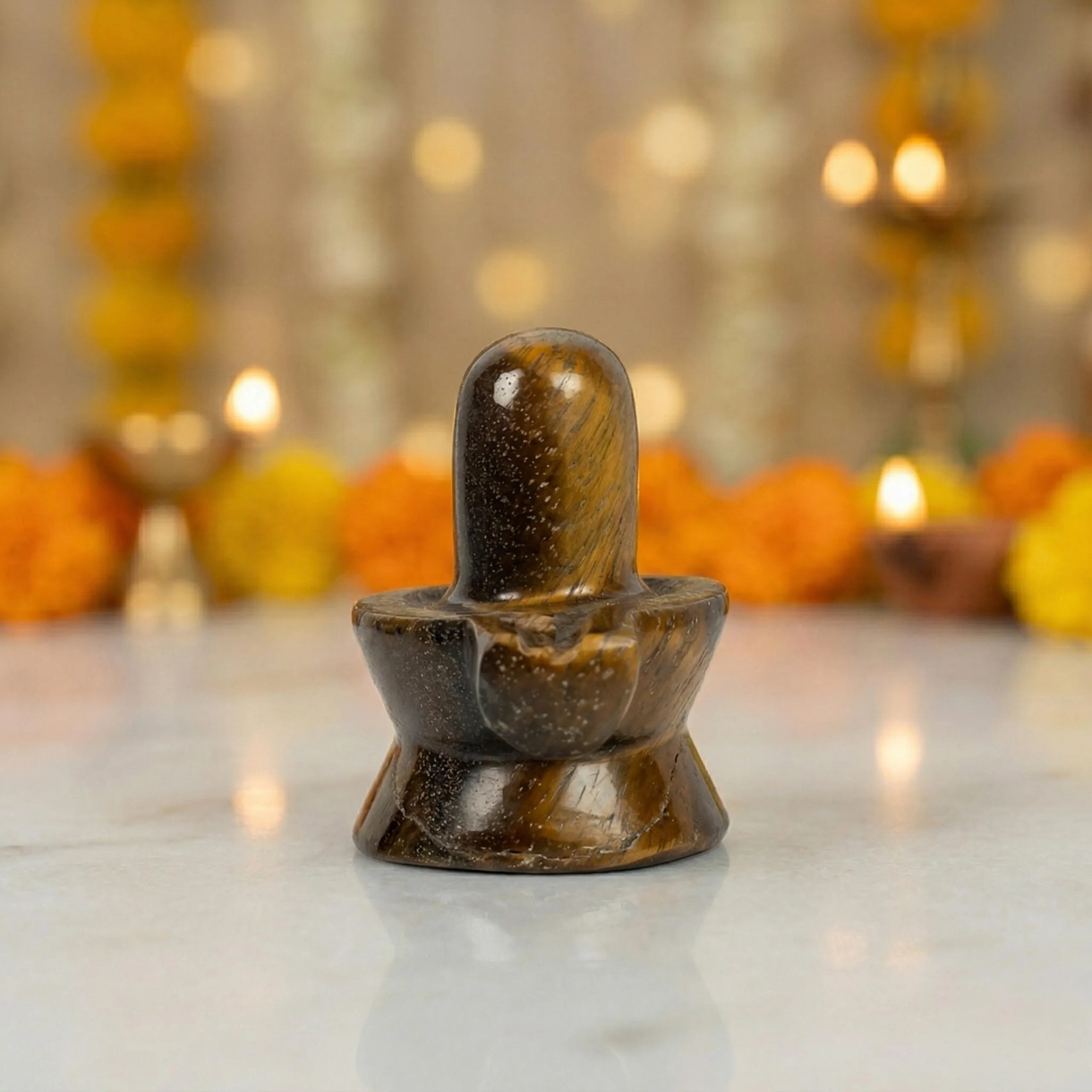 Natural Tiger Eye Shiva Lingam – Polished Crystal Shivalinga for Home Temple Decor - Image 3