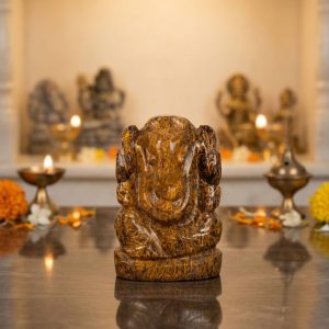 Natural Marium Jasper Ganesh Idol – Crystal Ganpati Statue for Home Decor