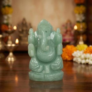 Light Green Aventurine Ganesh Idol – Natural Crystal Decorative Statue for Home & Office