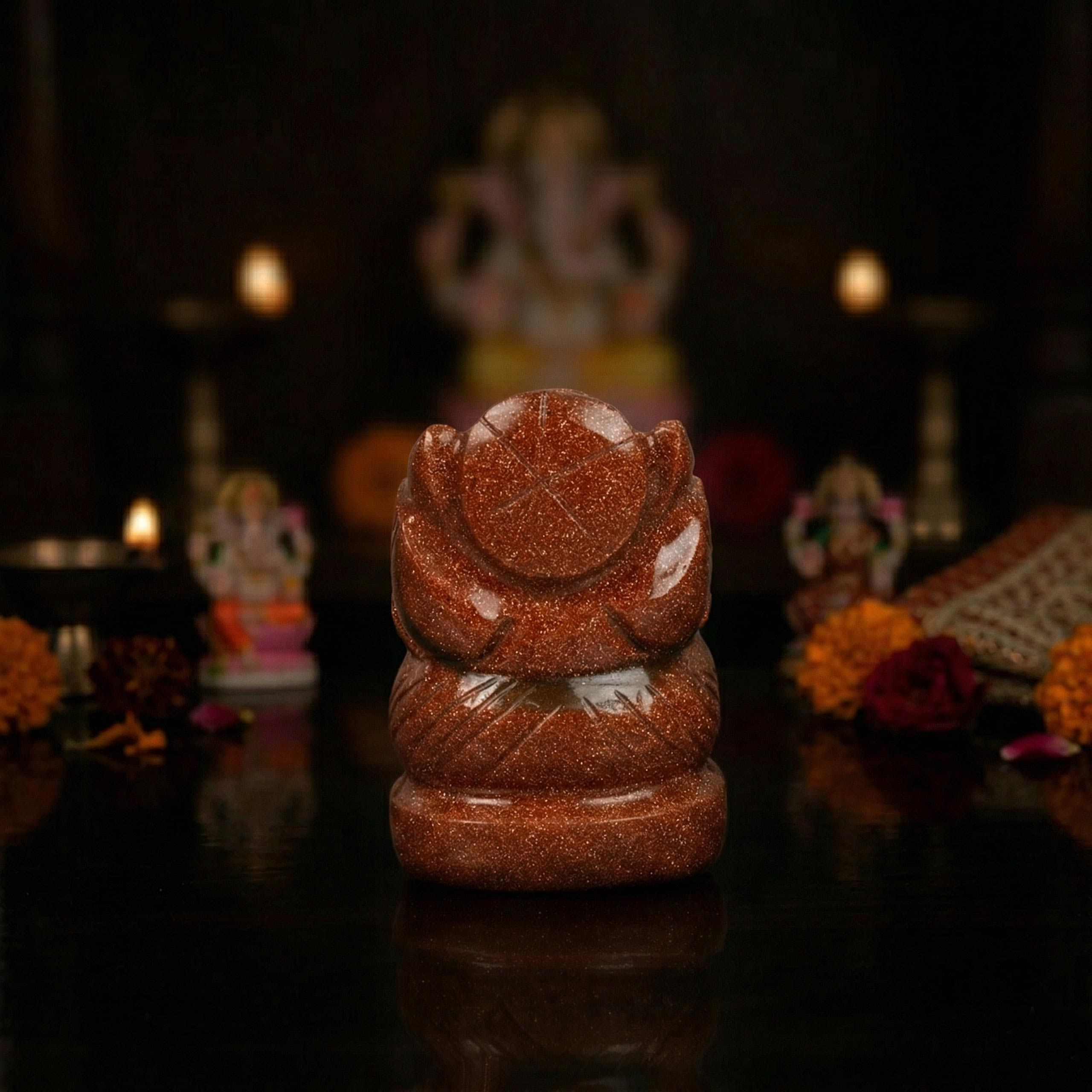 Sunstone Crystal Ganesh Idol – Handcrafted Decorative Statue for Home Temple Decor - Image 3