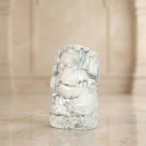 Natural Howlite Ganesh Idol – Hand Carved Crystal Ganpati Statue