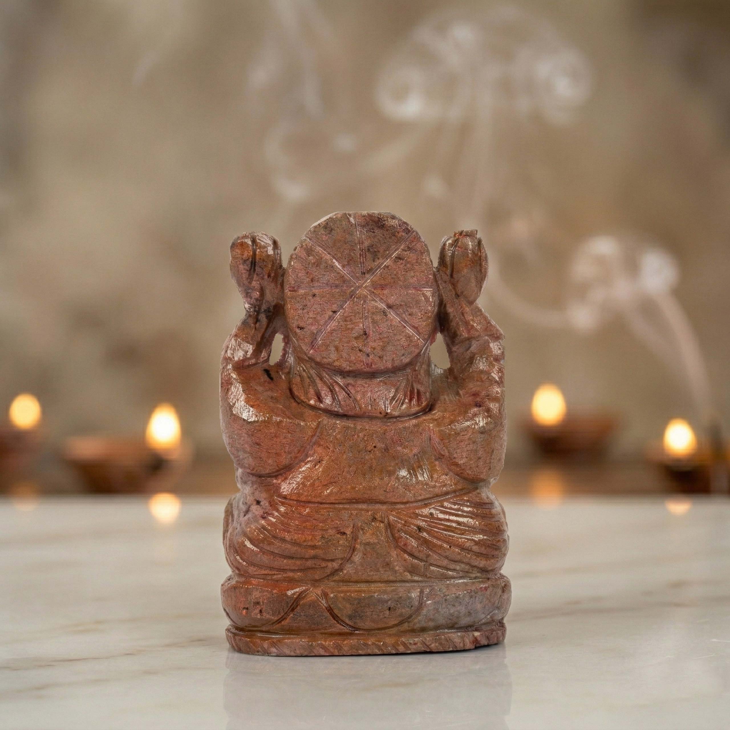 Natural Ruby Ganesh Idol – Hand Carved Crystal Ganpati Idol for Home Temple & Desk Decor - Image 4