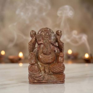 Natural Ruby Ganesh Idol – Hand Carved Crystal Ganpati Idol for Home Temple & Desk Decor