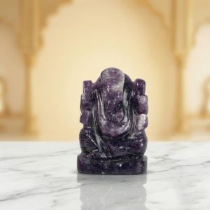 Natural Amethyst Ganesh Idol – Hand Carved Crystal Ganpati Statue for Home Temple
