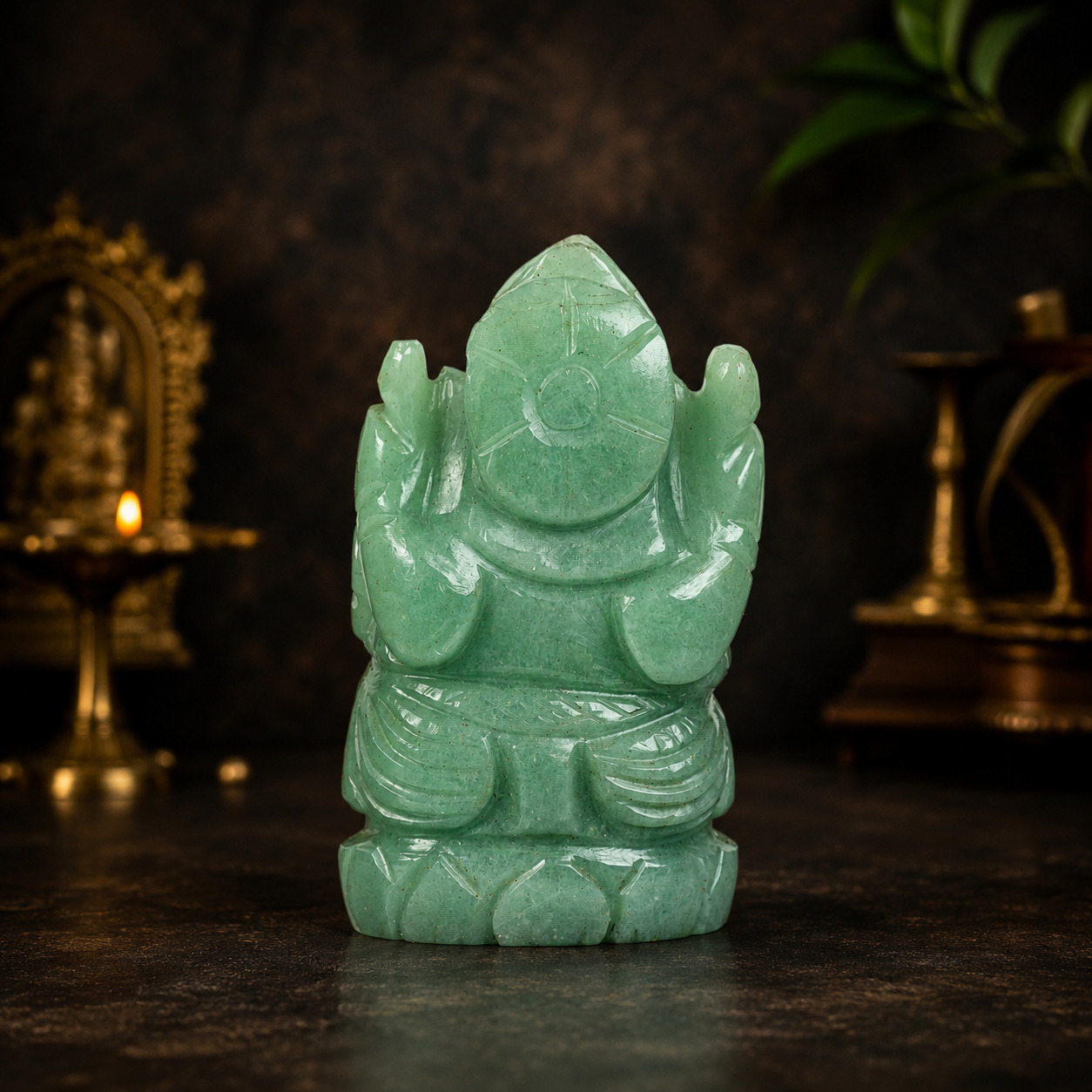 Light Green Aventurine Ganesh Idol – Natural Crystal Decorative Statue for Home & Office - Image 4