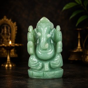 Light Green Aventurine Ganesh Idol – Natural Crystal Decorative Statue for Home & Office