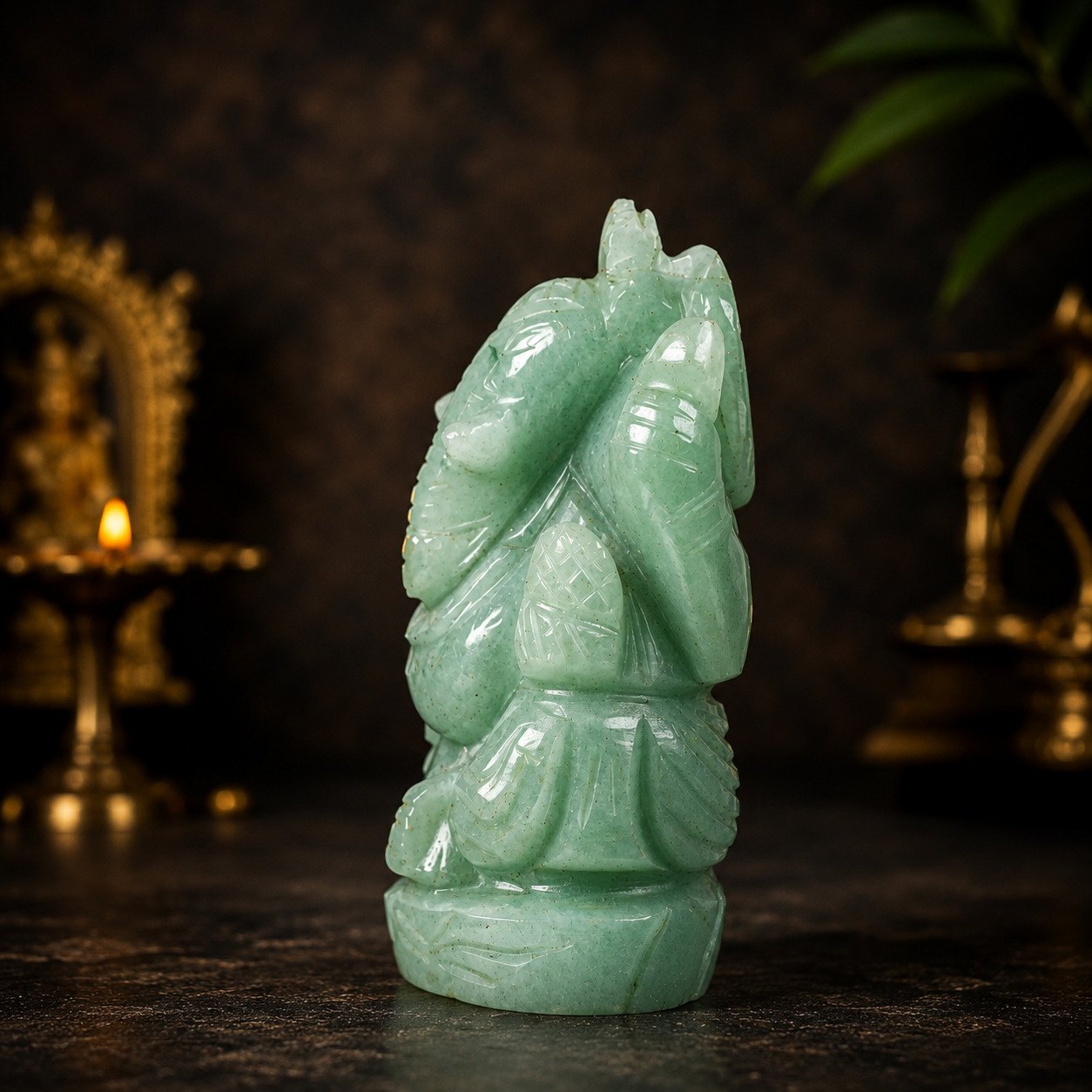 Light Green Aventurine Ganesh Idol – Natural Crystal Decorative Statue for Home & Office - Image 3