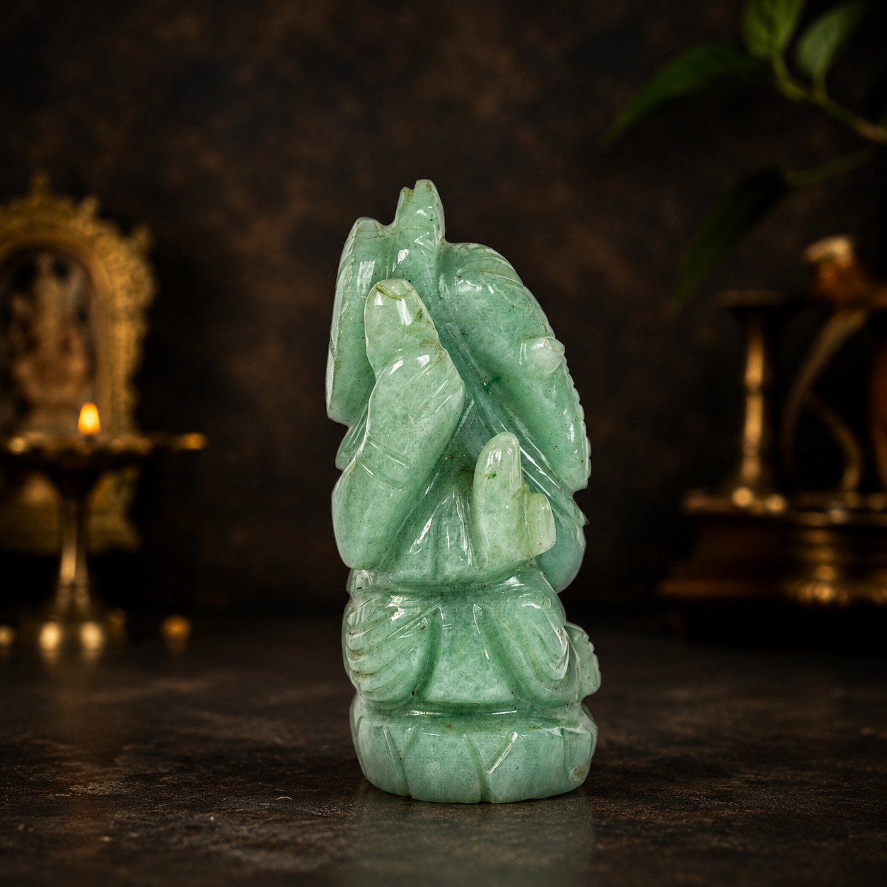 Light Green Aventurine Ganesh Idol – Natural Crystal Decorative Statue for Home & Office - Image 2