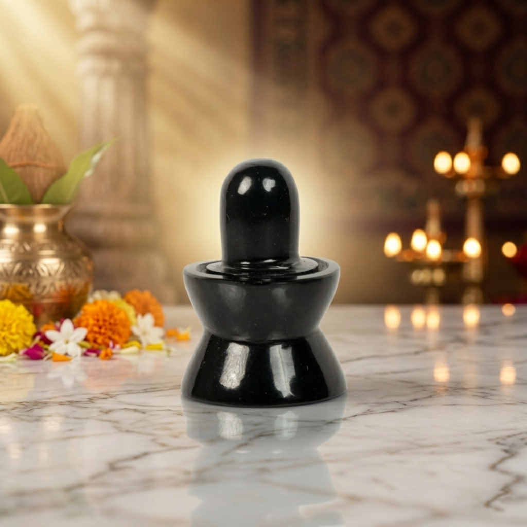 Natural Black Obsidian Shiva Lingam – Polished Crystal Shivalinga for Home Temple Decor - Image 2