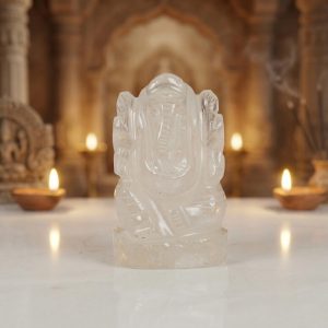 Natural Clear Quartz Ganesha Figurine – Handcrafted Crystal Decor Sculpture
