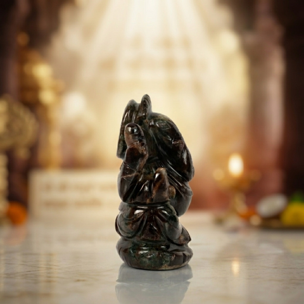 Natural Hessonite Ganesh Idol – Crystal Ganpati Statue for Home Temple Decor - Image 2