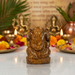 Natural Marium Jasper Ganesh Idol – Crystal Ganpati Statue for Home Decor