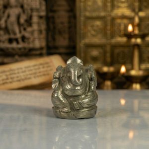 Natural Pyrite Ganesh Idol – Golden Crystal Ganpati Statue for Home Temple Decor