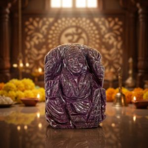 Natural Ruby Goddess Lakshmi Idol – Hand Carved Crystal Statue for Home Temple