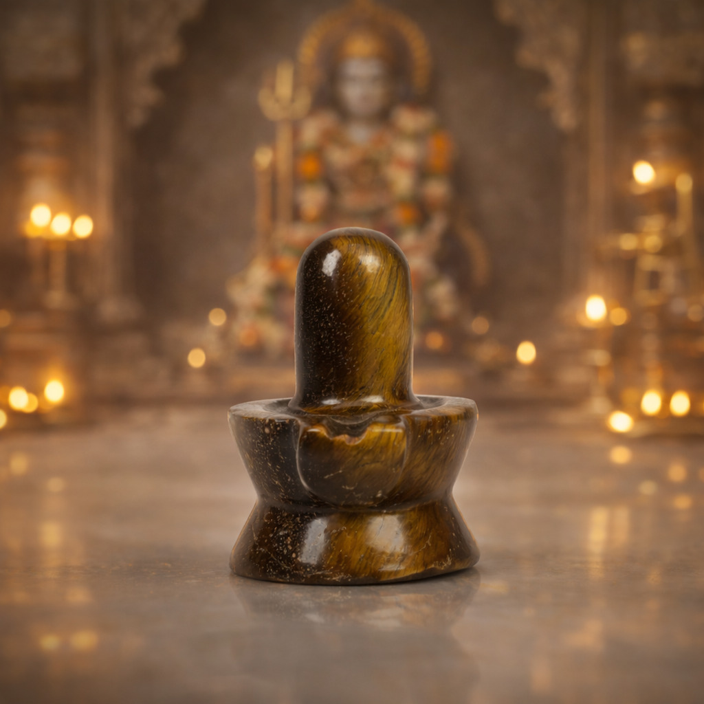 Natural Tiger Eye Shiva Lingam – Polished Crystal Shivalinga for Home Temple Decor - Image 2