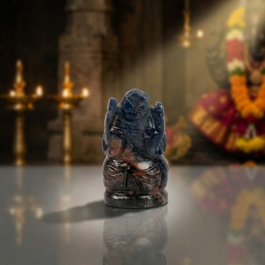 Premium Lapis Lazuli Ganesha Idol – Natural Blue Crystal Ganesh Statue for Home Temple - Image 2