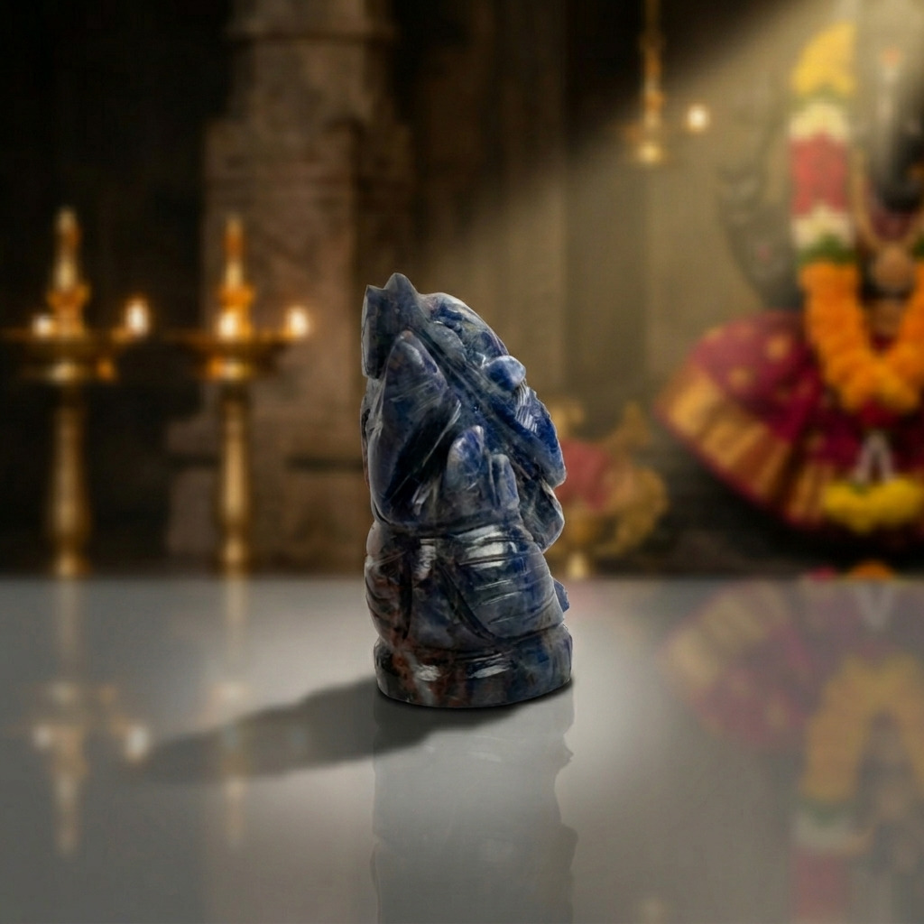 Premium Lapis Lazuli Ganesha Idol – Natural Blue Crystal Ganesh Statue for Home Temple - Image 3