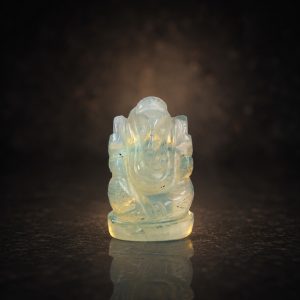 Synthetic Opal Ganesh Idol – Elegant Crystal Ganpati Statue for Home Temple & Desk Decor