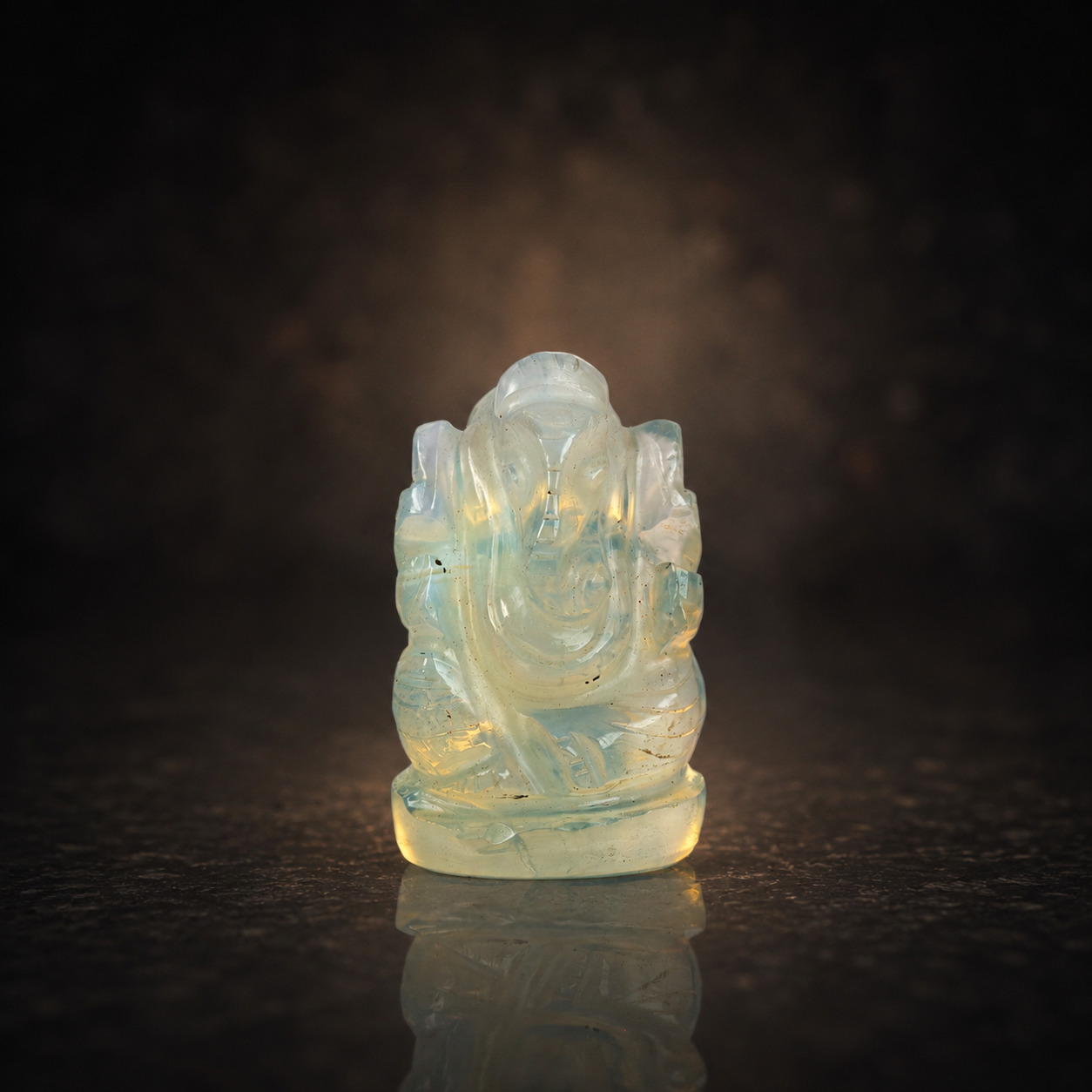 Synthetic Opal Ganesh Idol – Elegant Crystal Ganpati Statue for Home Temple & Desk Decor