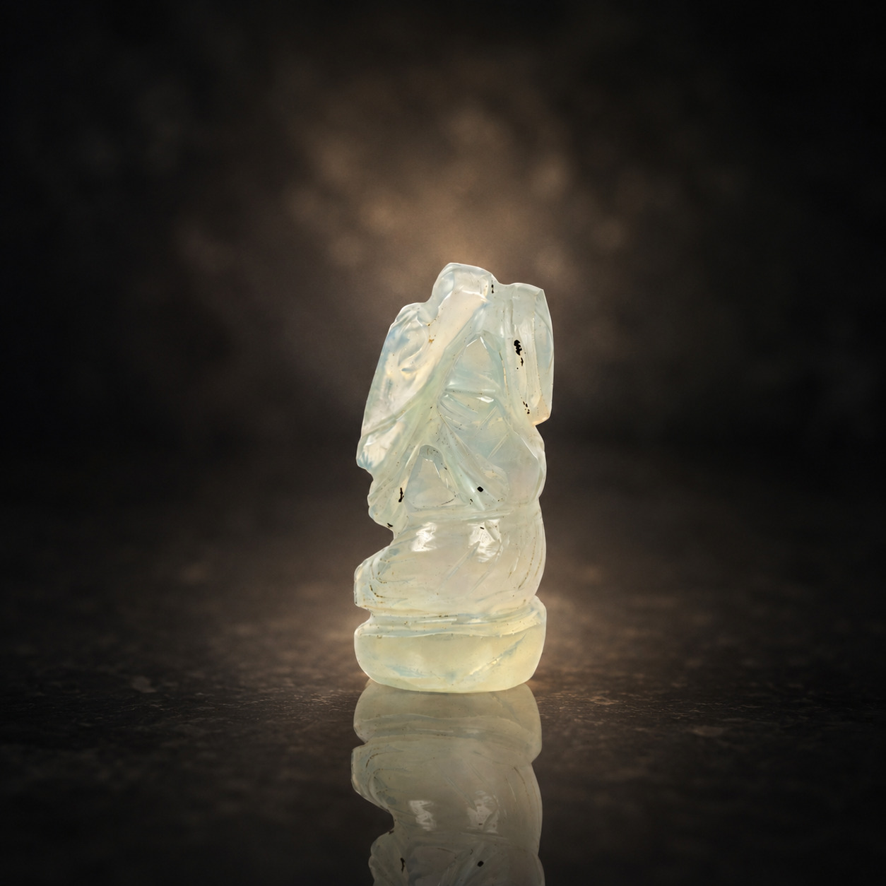 Synthetic Opal Ganesh Idol – Elegant Crystal Ganpati Statue for Home Temple & Desk Decor - Image 2
