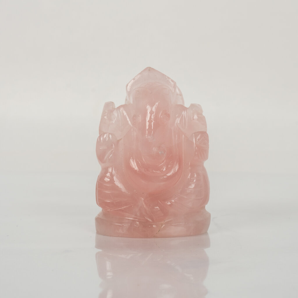 Natural Rose Quartz Ganesh Idol – Raw Crystal Ganpati Statue for Home Temple Decor - Image 6