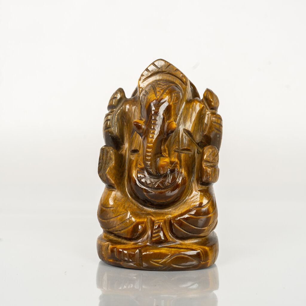 Natural Tiger Eye Ganesha Figurine – Handcrafted Golden Brown Crystal Decor Sculpture - Image 6