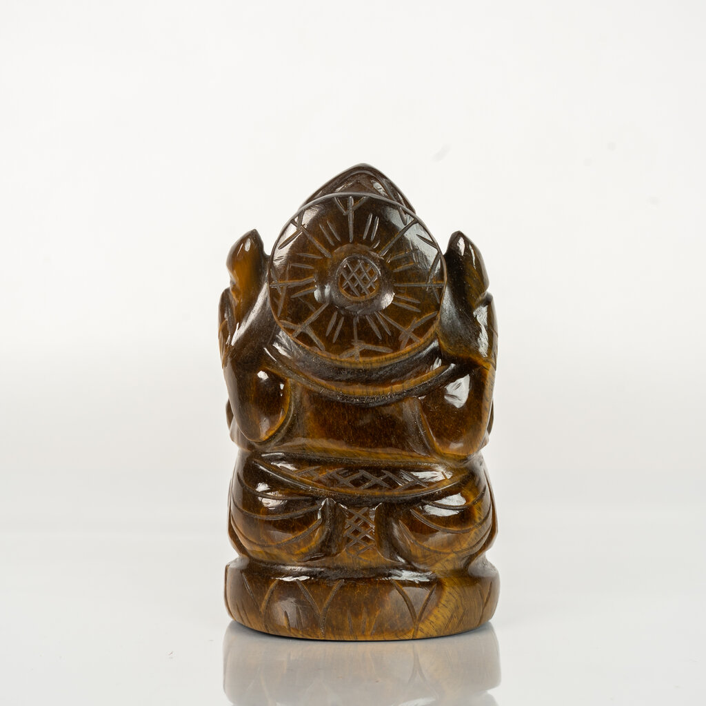 Natural Tiger Eye Ganesha Figurine – Handcrafted Golden Brown Crystal Decor Sculpture - Image 7