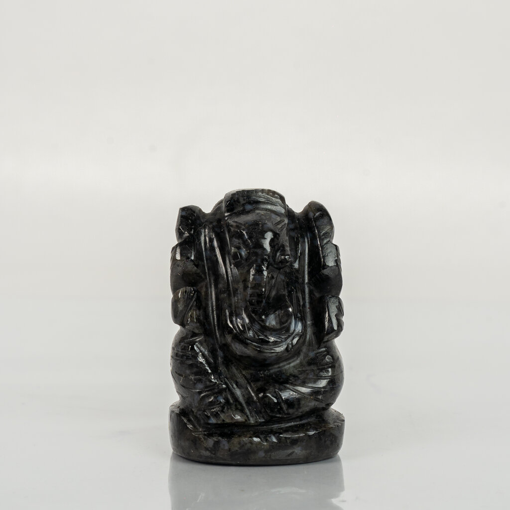 Natural Snowflake Obsidian Ganesh Idol – Crystal Ganpati Statue for Home Temple Decor - Image 6