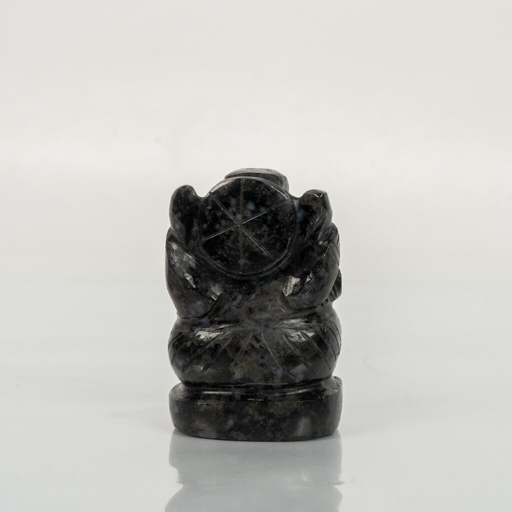 Natural Snowflake Obsidian Ganesh Idol – Crystal Ganpati Statue for Home Temple Decor - Image 7