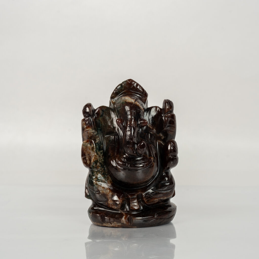 Natural Hessonite Ganesh Idol – Crystal Ganpati Statue for Home Temple Decor - Image 6