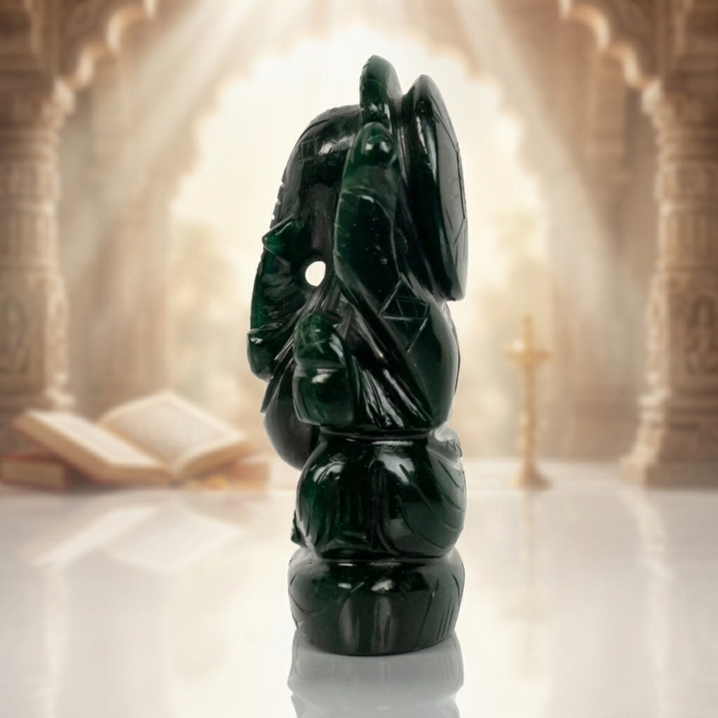 Natural Green Aventurine Ganesh Idol – Crystal Ganpati Statue for Home Temple - Image 4