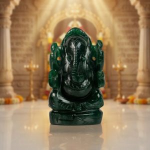 Natural Green Aventurine Ganesh Idol – Crystal Ganpati Statue for Home Temple