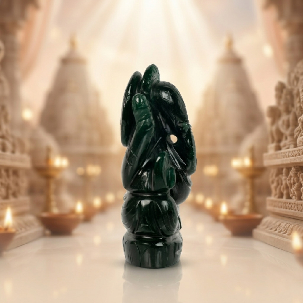 Natural Green Aventurine Ganesh Idol – Crystal Ganpati Statue for Home Temple - Image 2